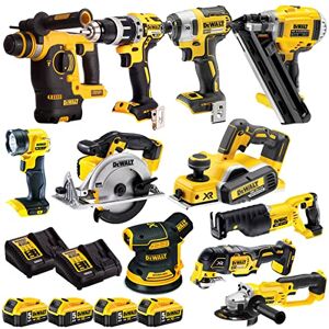 Dewalt 18V 11 Piece Power Tool Kit DCN692, DCD796, DCF887, DCG412, DCH253, DCS391, DCP580, DCS355, DCS380, DCW210, DCL040 with 4 x 5.0Ah DCB184 Batteries & 2 x DCB115 Charger T4TKIT-977