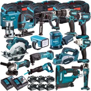 Makita 18V 15 Piece Cordless Power Tool with 6 x 5Ah Batteries 2 x Charger & 3 x Bag- Tool Set - Monster Power Tool Kit - Combo Kit - 18V Cordless Power Tool Kits - Combo Kits - Makita kit