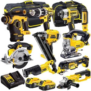 Dewalt 18V Li-ion 10 Piece Cordless Power Tool Kit with 2 x 5.0Ah Batteries & Charger T4TKIT-992- Monster Power Tool Kit- Combo Kit- 18V Cordless Power Tool Kits- Mega Power Tool- Dewalt kit