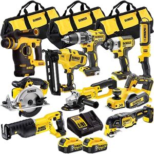 DEWALT 18V 10 Piece Power Tool Kit DCN660,DCD796,DCF887,DCH253,DCS391,DCP580,DCG412,DCS380,DCS355,DCL040 with 2 x 5.0Ah DCB184 Batteries + DCB115 Charger T4TKIT-867