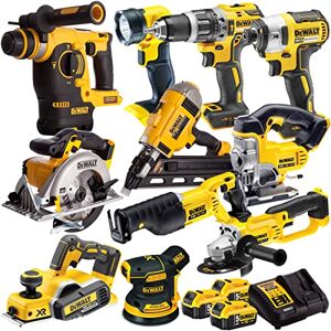 Dewalt 18V 11 Piece Power Tool Kit DCN692, DCD796, DCF887, DCH253, DCS380, DCS391, DCS331, DCG412, DCP580, DCW210N, DCL040 with 3 x 5.0Ah DCB184 Batteries & Charger T4TKIT-995