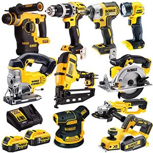 Dewalt 18V 10 Piece Power Tool Kit DCN660,DCD796,DCF887,DCS331,DCH253,DCS391,DCP580,DCG412,DCW210,DCL040 with 2 x 5.0Ah DCB184 Batteries + Charger T4TKIT-915