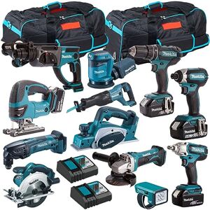 Generic Makita 18V Li-ion 12 Piece Cordless Power Tool Kit with 4 x 5.0Ah Batteries & Chargers T4TKIT-1228- Monster Power Tool Kit- Combo Kit- 18V Cordless Power Tool Kits- Mega Power Tool- Makita kit