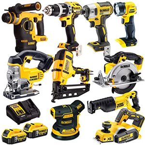 Dewalt 18V 10 Piece Power Tool Kit DCN660,DCD796,DCF887,DCS331,DCH253,DCS391,DCP580,DCS380,DCW210,DCL040 with 2 x 5.0Ah DCB184 Batteries + DCB115 Charger T4TKIT-916