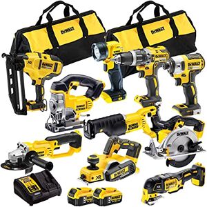 Dewalt 18V 10 Piece Power Tool Kit DCN660,DCD796,DCF887,DCS331,DCG412,DCS380,DCS391,DCP580,DCS355,DCL040 with 2 x 5.0Ah DCB184 Batteries + DCB115 Charger in Bag T4TKIT-852