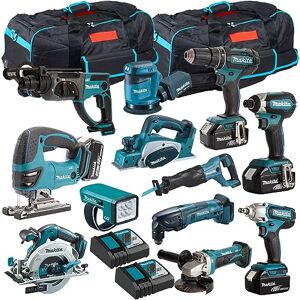 Generic Makita 18V Li-ion 12 Piece Cordless Power Tool Kit with 4 x 5.0Ah Batteries & Chargers T4TKIT-1232- Monster Power Tool Kit- Combo Kit- 18V Cordless Power Tool Kits- Mega Power Tool- Makita kit