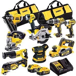 Dewalt 18V 10 Piece Power Tool Kit DCN692,DCD796,DCF887,DCS331,DCS380,DCS391,DCP580,DCS355,DCW210,DCL040 with 2 x 5.0Ah DCB184 Batteries + Charger in Bag T4TKIT-882