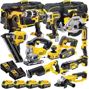 DEWALT 18V 11 Piece Power Tool Kit DCN692, DCD796, DCF887, DCH253, DCS355, DCS380, DCS391, DCS331, DCG412, DCP580, DCL040 with 4 x 5.0Ah DCB184 Batteries & 2 x DCB115 Charger T4TKIT-993