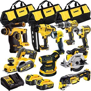 Dewalt 18V 9 Piece Power Tool Kit DCN660,DCD796,DCF887,DCH253,DCS391,DCP580,DCS355,DCW210,DCL040 with 2 x 5.0Ah DCB184 Batteries + DCB115 Charger in Bag T4TKIT-870