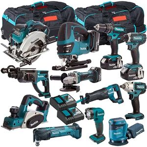 Generic Makita 18V Li-ion 12 Piece Cordless Power Tool Kit with 4 x 5.0Ah Batteries & Chargers T4TKIT-255- Monster Power Tool Kit- Combo Kit- 18V Cordless Power Tool Kits- Mega Power Tool- Makita kit