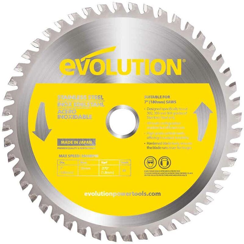 EVOLUTION POWER TOOLS Evolution 185mm Stainless Steel Cutting 48 Tooth Tungsten Carbide Tipped Circular Saw Blade