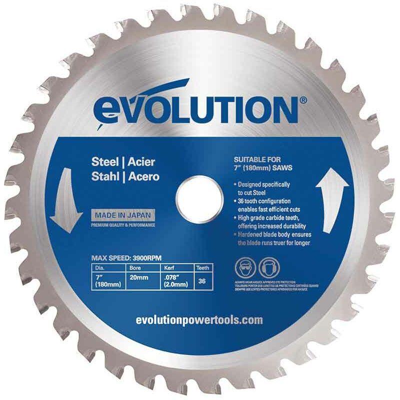 EVOLUTION POWER TOOLS Evolution 180mm Mild Steel Cutting 36 Tooth Tungsten Carbide Tipped Blade (For Circular Saws & Chop Saws Only)