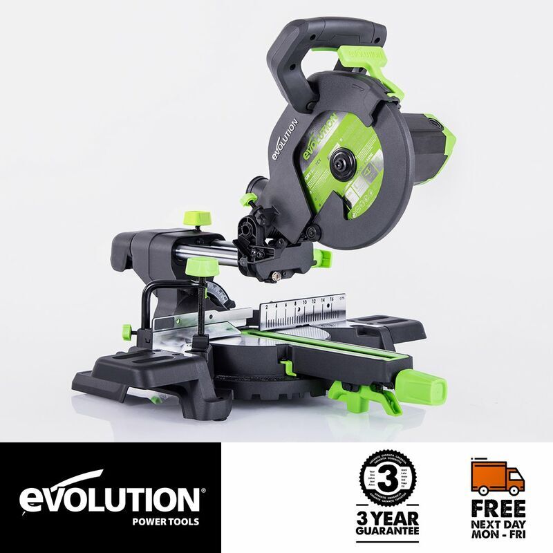Evolution Power Tools - Evolution F210SMS 210mm Sliding Mitre Saw With tct Multi-Material Cutting Blade (230v)
