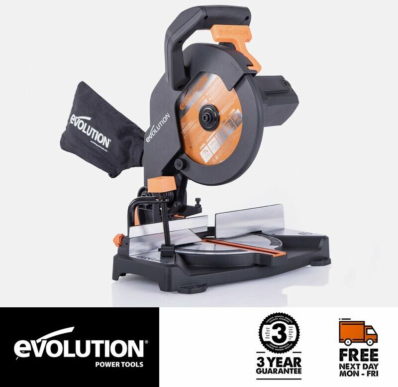 Evolution Power Tools - Evolution R210CMS 210mm 1200w Compound Mitre Saw With tct Multi-Material Cutting Blade (230V)