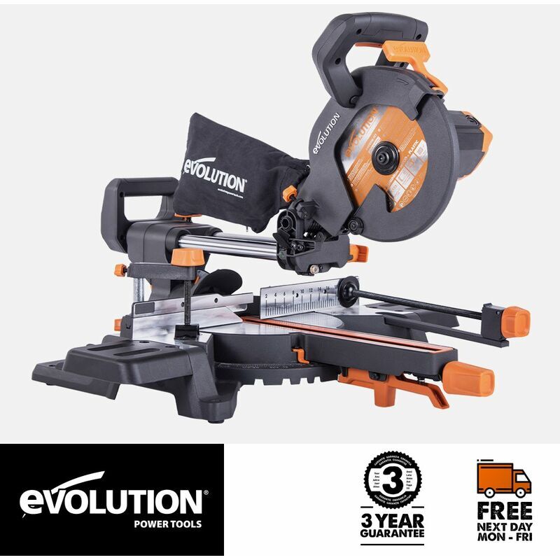 Evolution Power Tools - Evolution R210SMS-300+ Sliding Compound Mitre Saw With tct Multi-Material Cutting Blade (110V)