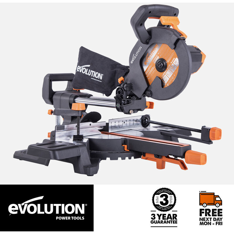 Evolution Power Tools - Evolution R210SMS-300+ Sliding Compound Mitre Saw With tct Multi-Material Cutting Blade (230V)