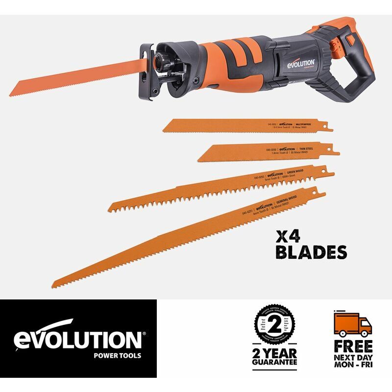 Evolution Power Tools - Evolution R230RCP 850W Reciprocating Saw with 4 Blades (230v)