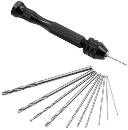 Power Tool Mini Hand Drill with Keyless Chuck + 10Pcs Twist Drill Bits Drilling Rotary Tool