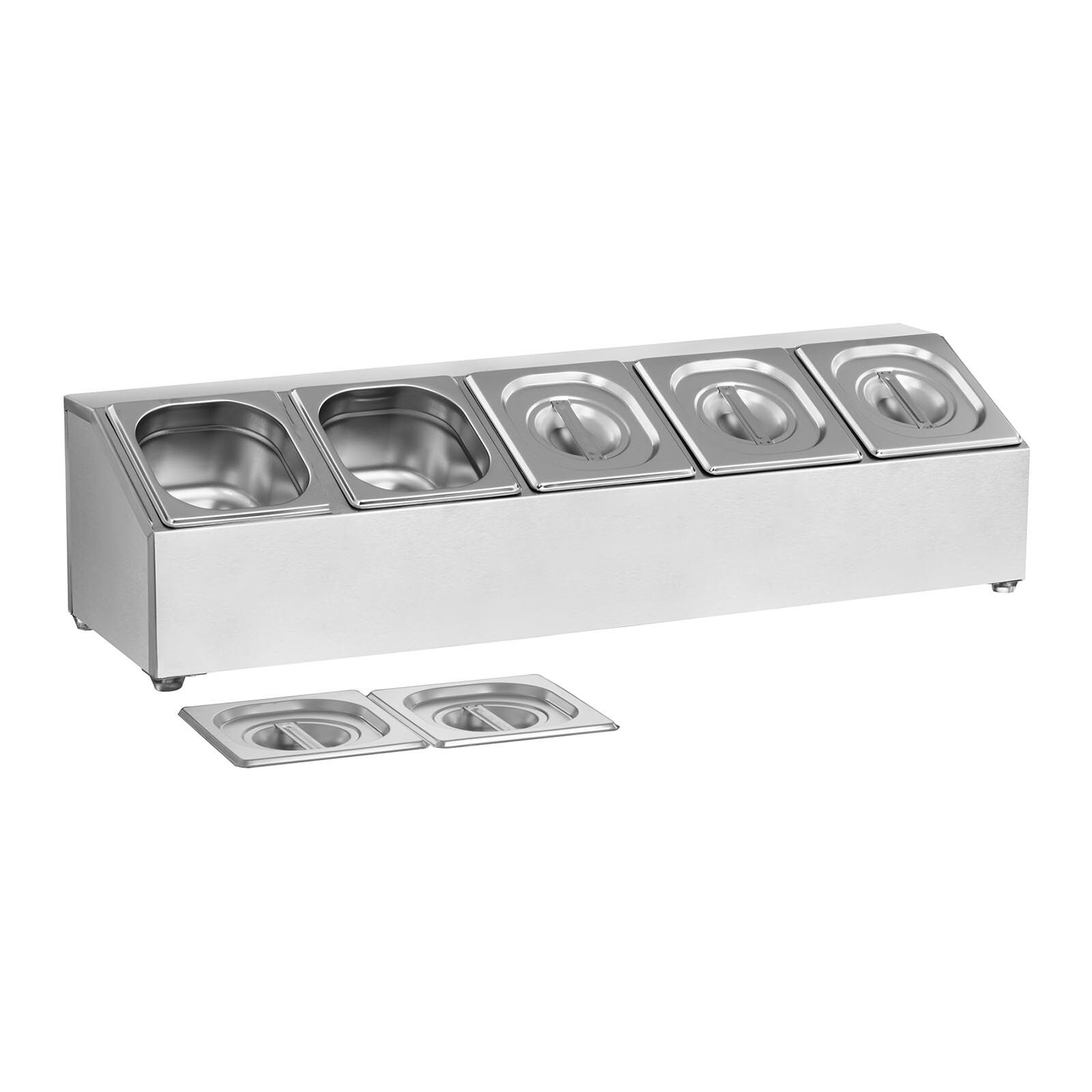 Royal Catering Gastronorm Pan Holder - Incl. 5 GN 1/6 Gastronorm Containers with Lids RCPN 5