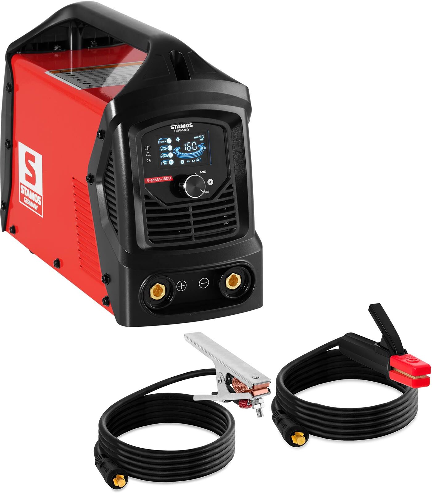 Stamos Germany MMA welding machine - 160 A - LCD - Hot Start- Arc Force - Handle S-MMA-160D