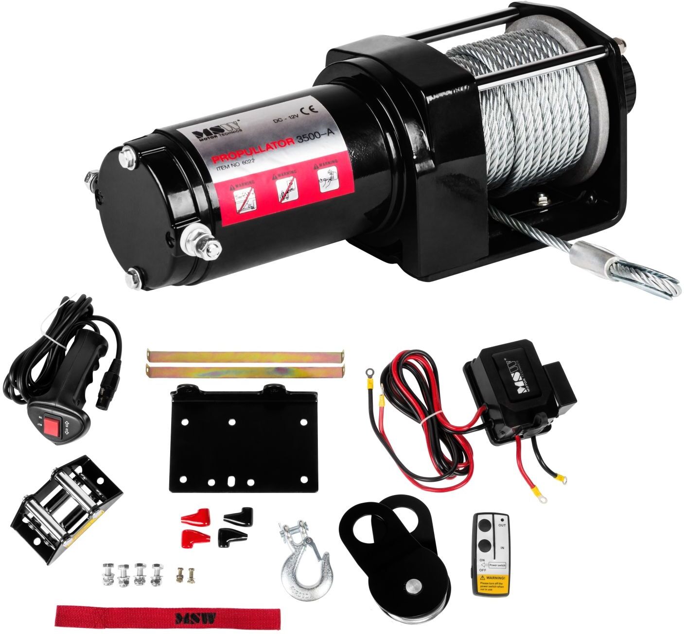 MSW Off-road rope winch - 3.500 lbs - 1,587 kg - Incl. accessories PROPULLATOR 3500-A