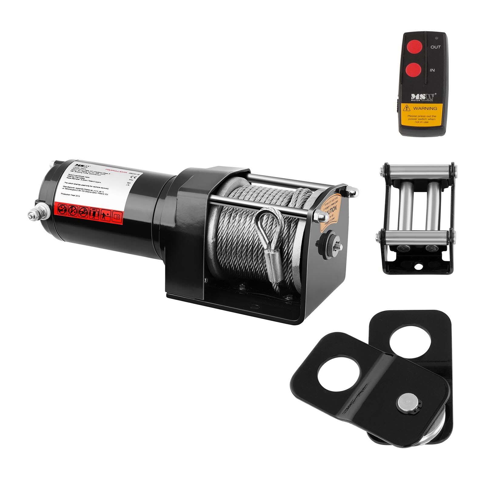 MSW Electric Winch - 1.590 kg - 3.500 lbs - Incl. Pulley PROPULLATOR 3500-B