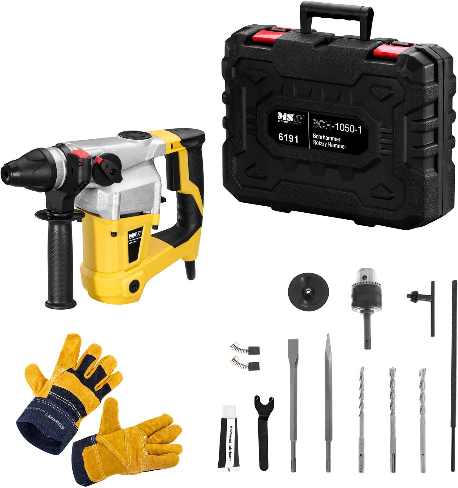 MSW Rotary Hammer Set BOH-1050-1-SET - Work gloves - 1,050 W