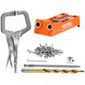 VEVOR Pocket Hole Jig, 56 Pcs Mini Jig Pocket Hole System with 9" C-clamp, Step Drill, Wrench, Square Drive Bit, Drill Stop Ring, and Screws, for DIY Carpentry Projects