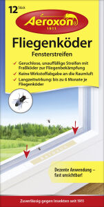 Aeroxon Insect Control GmbH Aeroxon® Fliegenköder Fensterstreifen, Wirkstoffhaltige Fraßköder bekämpfen Fliegen im Innenraum, 1 Packung = 12 Stück