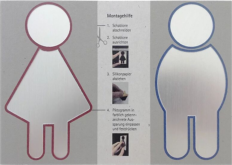 Piktogramm-Set Klebemontage, Höhe 140 mm je 1 x WC Damen, WC Herren