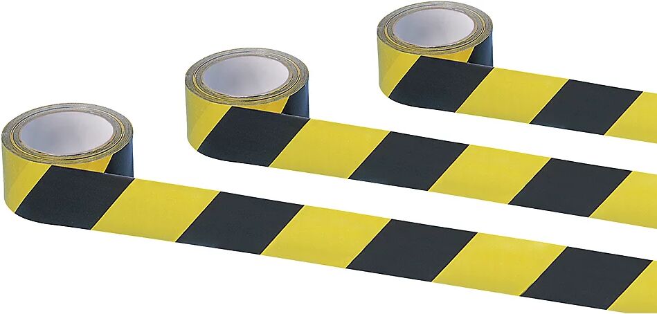 Selbstklebendes Warn- und Markierungsband Farbe Gelb / Schwarz VE 3 Rollen