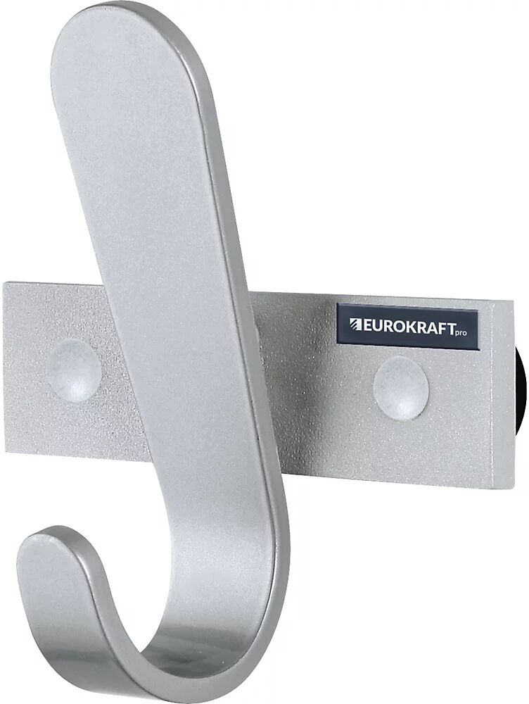 EUROKRAFTpro Garderobenleiste 1 Mantelhaken, HxBxT 130 x 120 x 60 mm, VE 2 Stück Hakenfarbe Silber