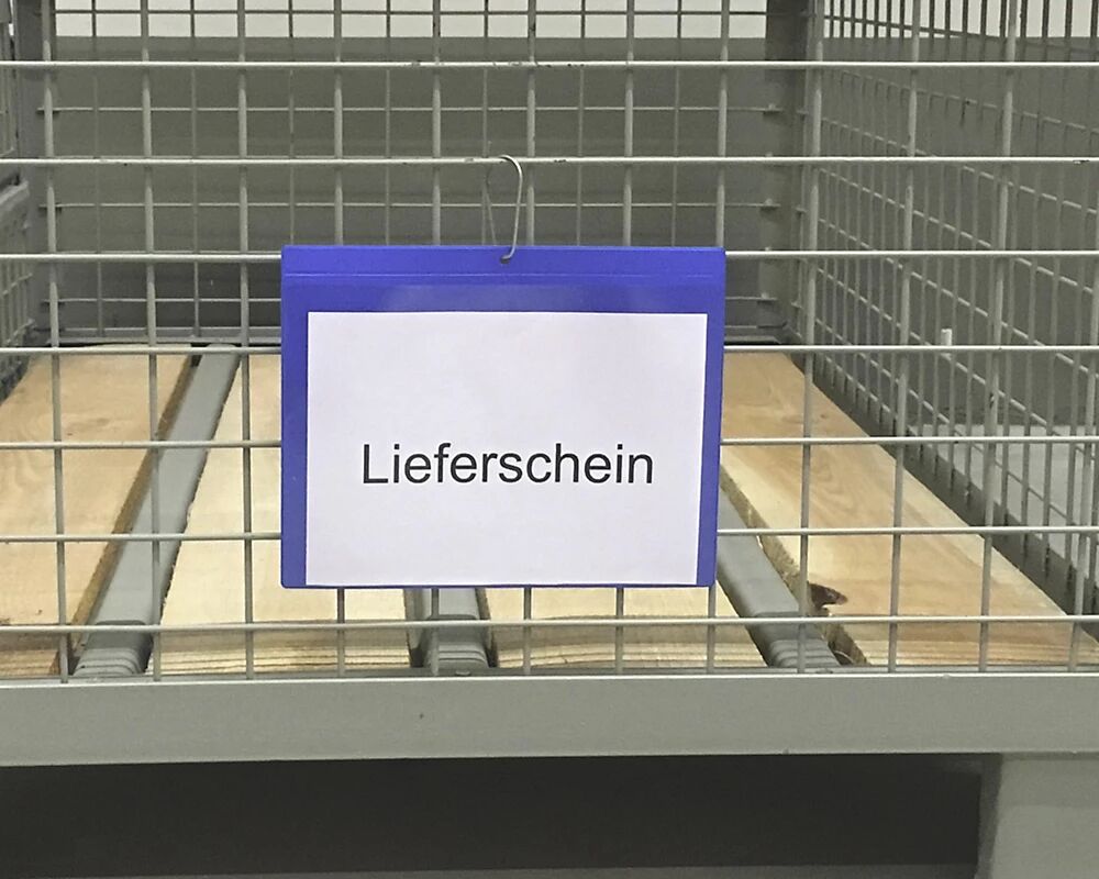 Beschriftungstaschen mit Aufhängelochung Querformat DIN A5, blau, VE 50 Stk, ab 2 VE