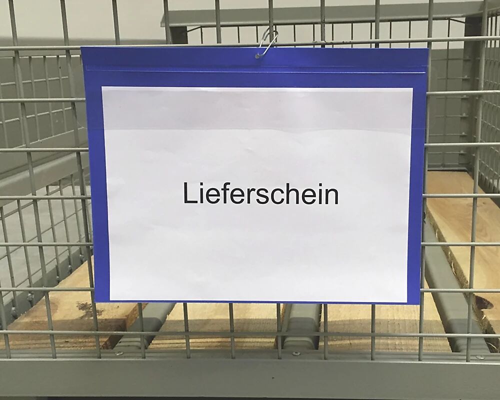 Beschriftungstaschen mit Aufhängelochung Querformat DIN A4, blau, mit Klappe, VE 50 Stk, ab 2 VE