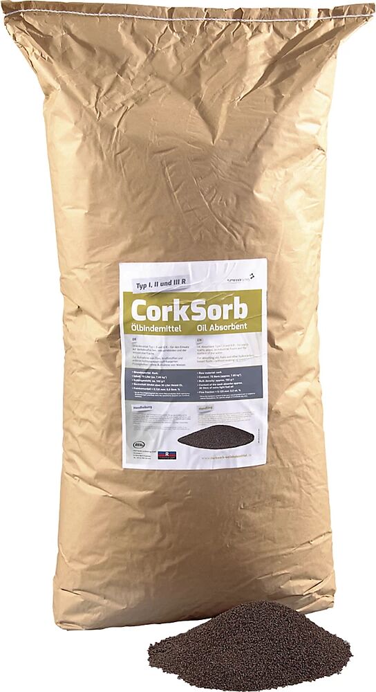 Ölbindemittel CorkSorb-Granulat Typ I, II und III R, lose VE 24 x 75-l-Sack auf Palette