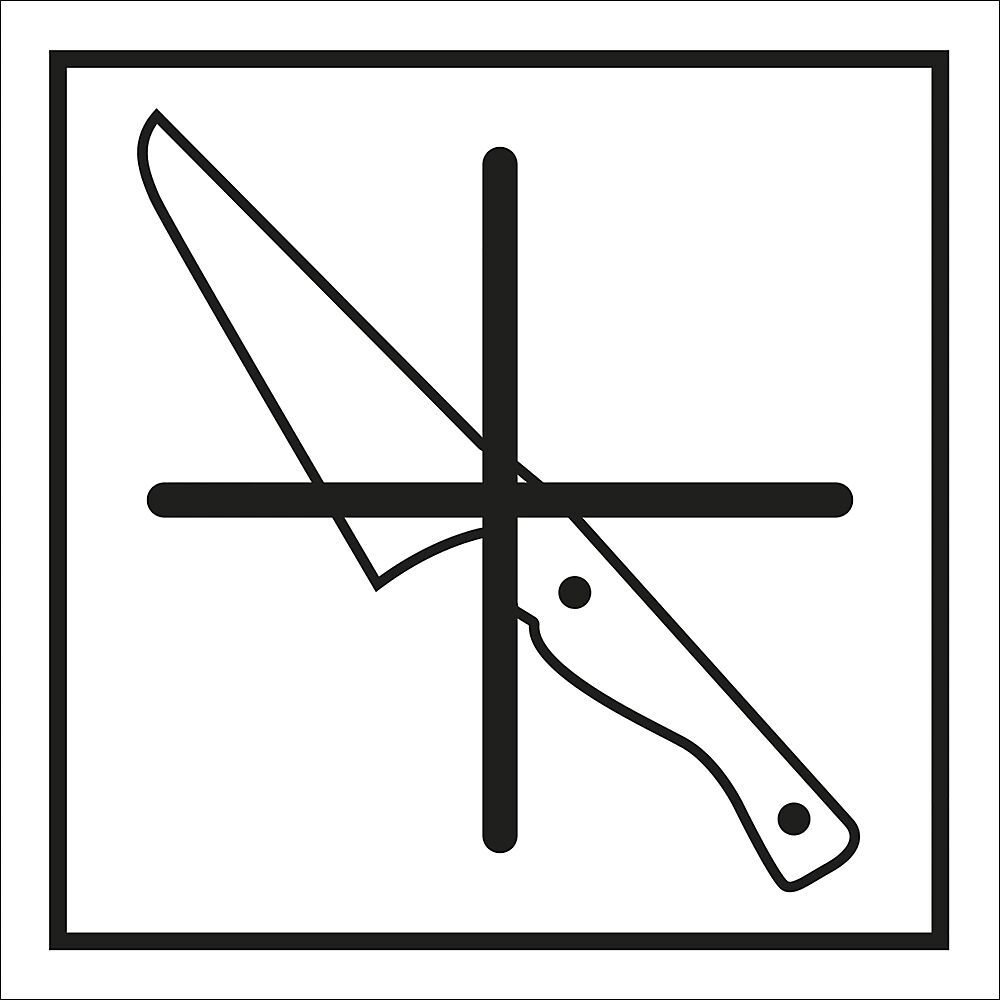 Lager- und Verpackungskennzeichen, VE 10 Stk Kein Messer benutzen 150 x 150 mm