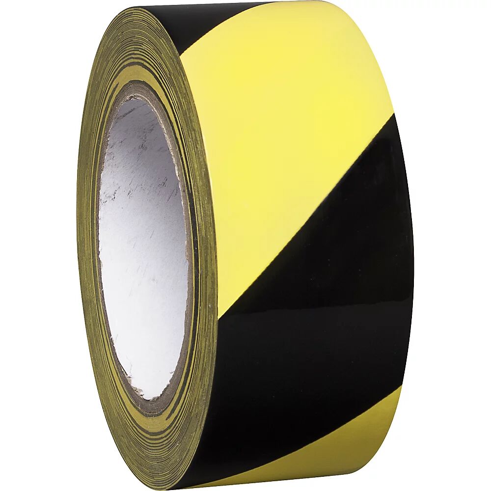 Bodenmarkierungsband aus Vinyl, zweifarbig Breite 50 mm gelb / schwarz, VE 16 Rollen