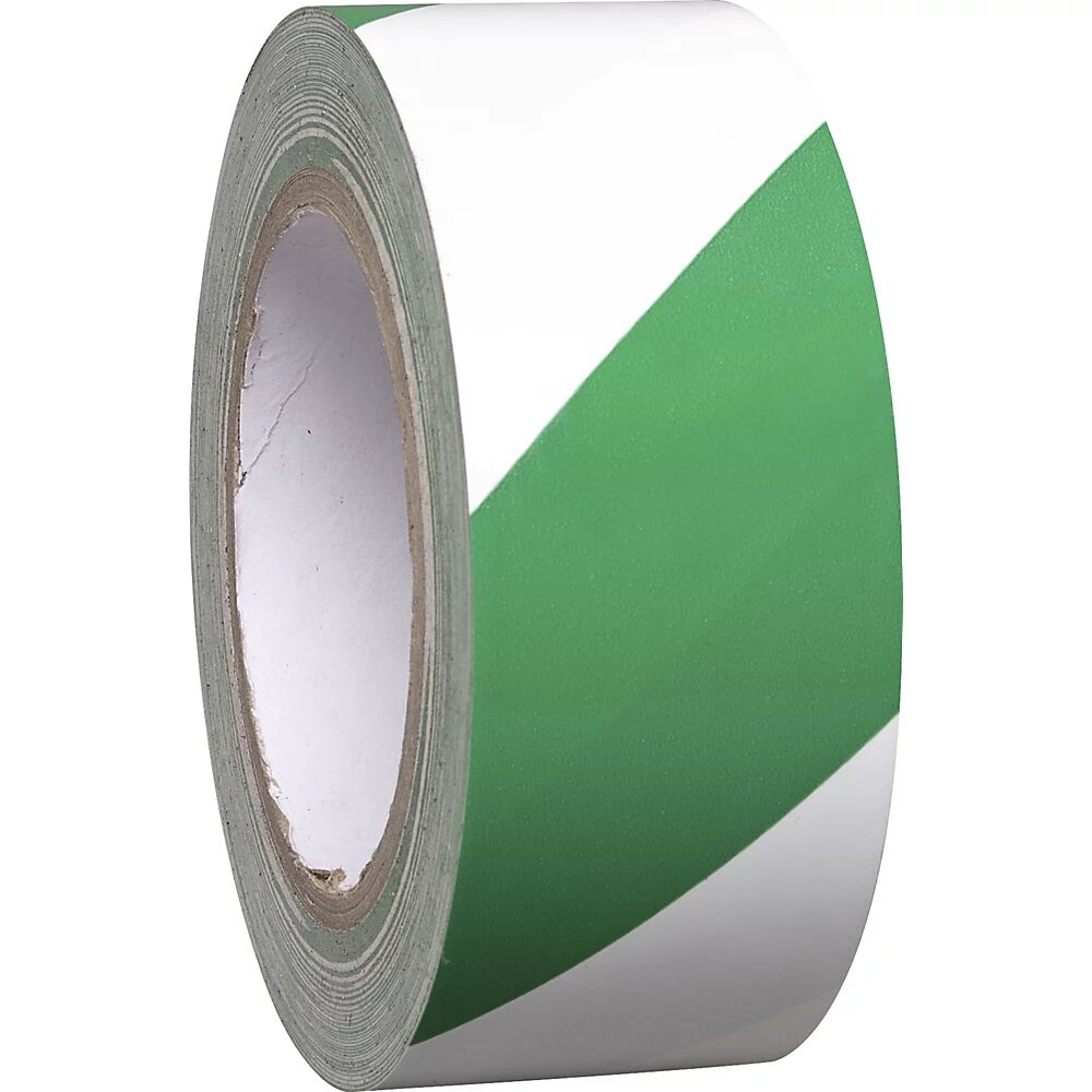 Bodenmarkierungsband aus Vinyl, zweifarbig Breite 50 mm grün / weiß, VE 16 Rollen