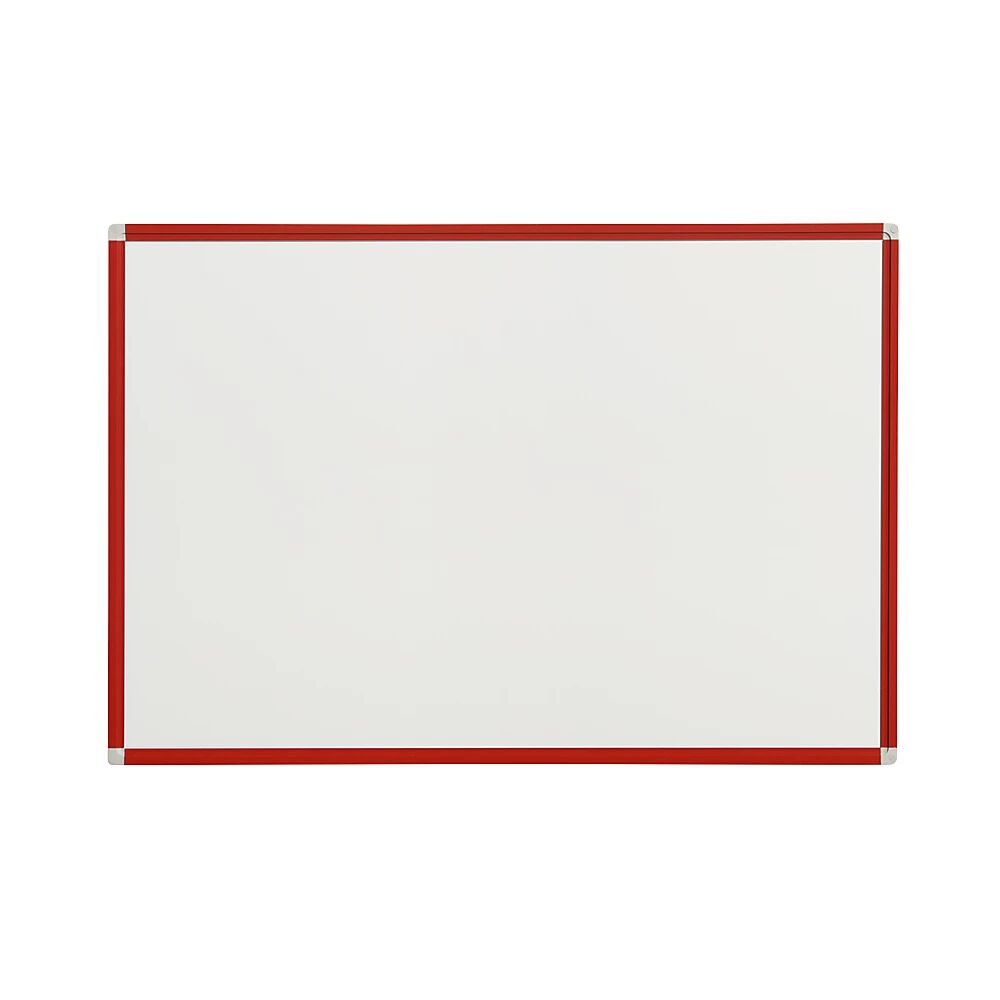 QUIPO Whiteboard Rahmen beschichtet feuerrot RAL 3000 BxH 900 x 600 mm