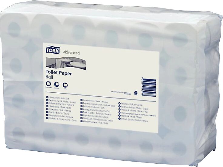 TORK Toilettenpapier, Standard-Haushaltsrolle Tissue, 2-lagig, weiß, VE 64 Rollen à 250 Blatt ab 1 VE