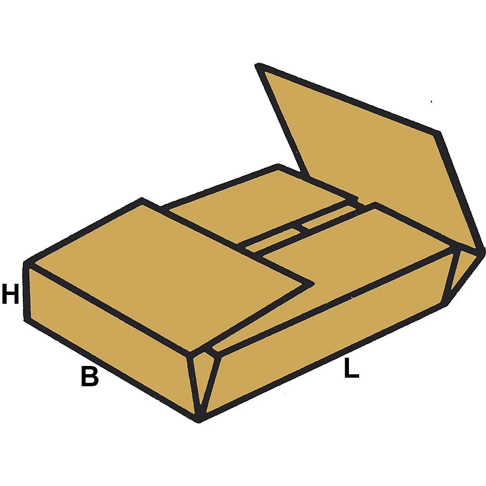 Versandboxen zum Einschlagen, FEFCO 0402 aus 1-welliger Pappe Innenmaße 320 x 320 x 120 mm, VE 100 Stk