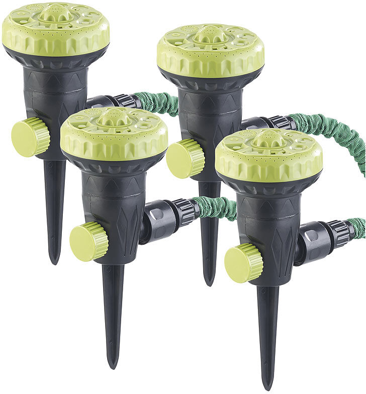 Royal Gardineer 4er-Set Gartensprinkler zum Bewässern und Abkühlen, 9 Einstellungen