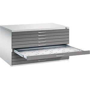 CP 7200 Planschrank lichtgrau, vulkangrau 10 Schubladen 135,0 x 96,0 x 76,0 cm