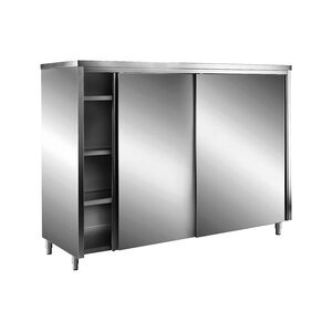 Saro Edelstahl-Lagerschrank mit Schiebetüren AISI 304, Flachdach, Breite 1200mm, Tiefe 700mm