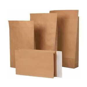 1-PACK 25x Musterfaltenbeutel mit SK-Klappe aus Kraftpapier 120 g/m2 250x50x353 + 50 mm