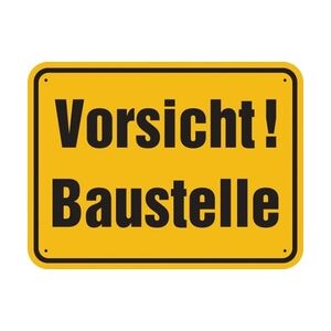 Baustellenschild, Vorsicht! Baustelle, 300x400mm, Alu geprägt - 400x300x0.6 mm Aluminium geprägt