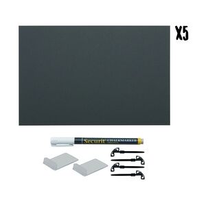 Securit® Kreidetafel TAGs A4 inkl. 1 Securit® Kreidestift, 4 Spikes und 4 transparenten Haltern, 5er Set 29,7x21x0,1cm   0,3kg