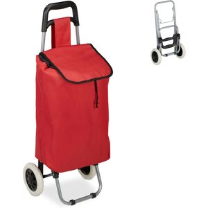 Einkaufstrolley, klappbar, 25 l Einkaufstasche mit Rollen, bis 10 kg belastbar, hbt: 91 x 40 x 30 cm, rot - Relaxdays