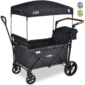 AREBOS FableKids Bollerwagen Leo X2Lite mit Dach 2 Sitzplätze Faltbarer Transportwagen Hecktasche 5-Punkt-Gurt 360° Räder Fußbremse