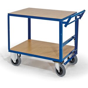 Rollcart - Schwerer Tischwagen mit Totmannbremse und 2 Ladeflächen im Buchedekor 1200x800mm